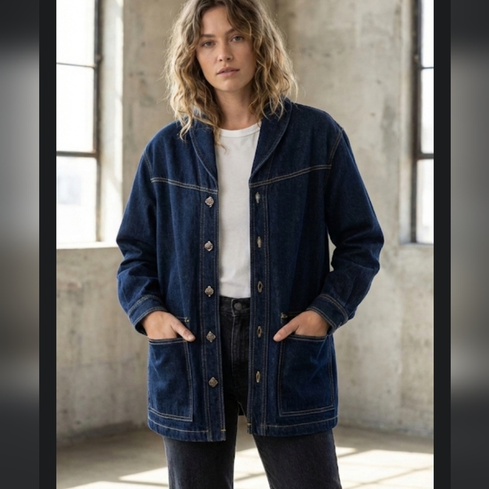 Vintage 90s California Denim Factory Utility Jacket Y2K Women's Lg